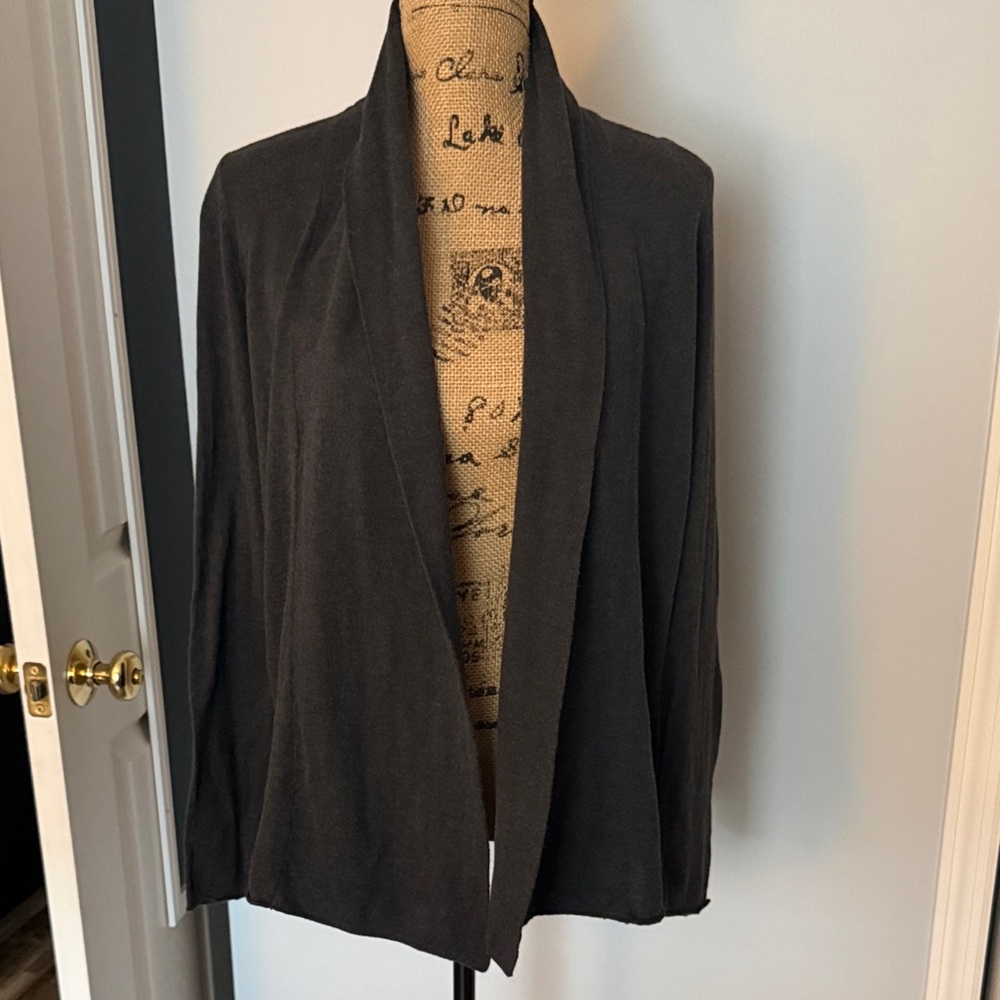 Express Dark Gray Open-Front Drape Cardigan